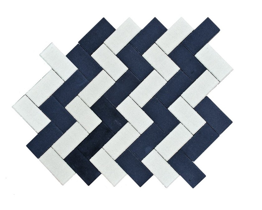 Тротуарная плитка BRAER Прямоугольник белый+черный 240х120мм