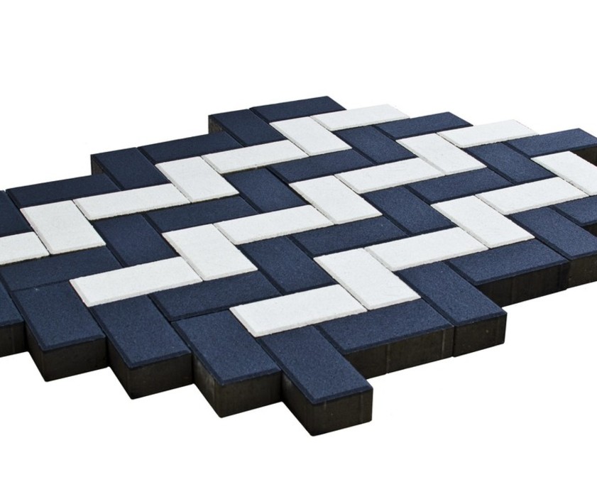 Тротуарная плитка BRAER Прямоугольник белый+черный 240х120мм